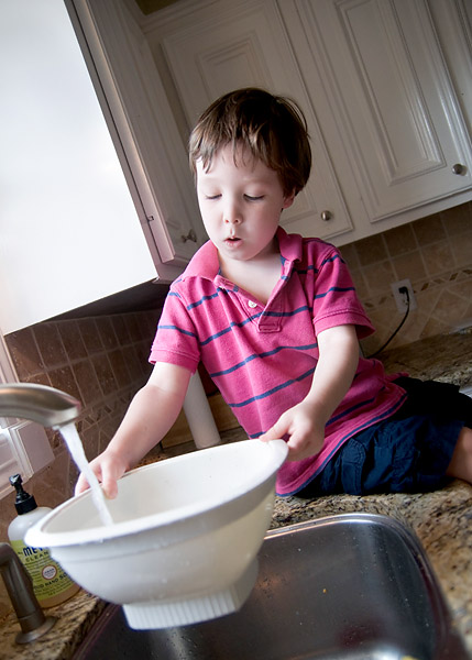 Washing a bowl